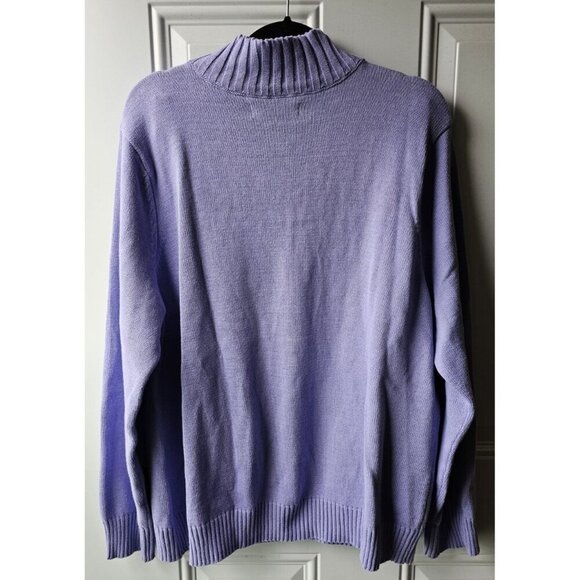 Karen Scott Women's Purple Cotton Zip-Neck Sweater XXL 100% Cotton - Picture 2 of 14